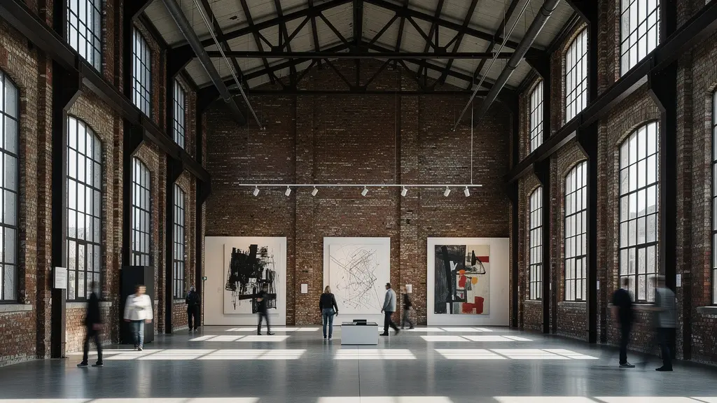 Umgewandelte Industriehalle mit modernen Kulturräumen und erhaltenen historischen Elementen