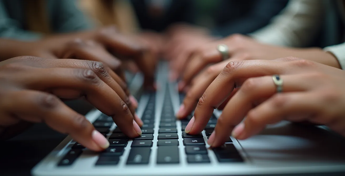 Diverse IT-Teams bei der kollaborativen Arbeit in modernem Tech-Umfeld