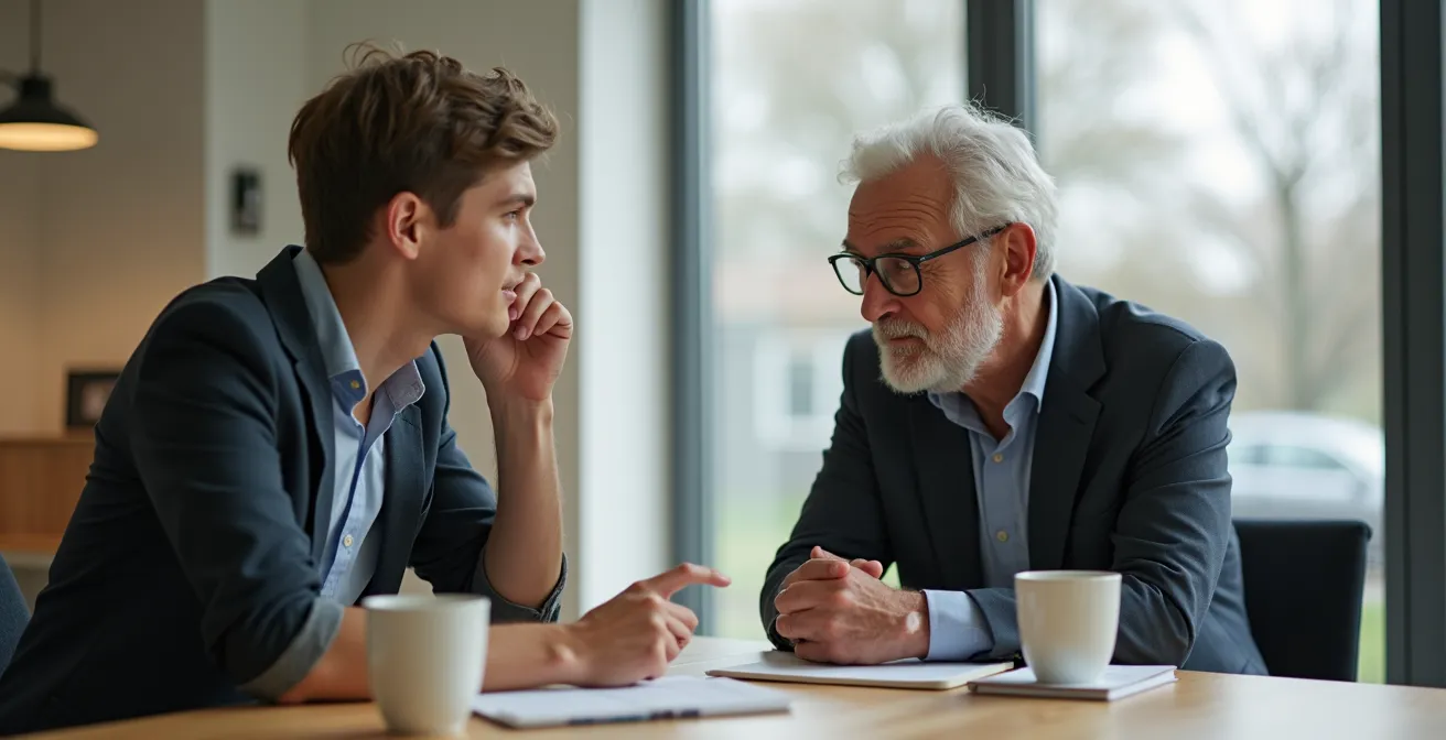 Junger Mitarbeiter und erfahrene Kollegin im Reverse-Mentoring-Gespräch