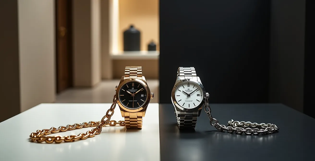 Vergleichsdarstellung zwischen offiziellen Listenpreisen und Graumarktpreisen für Luxusuhren