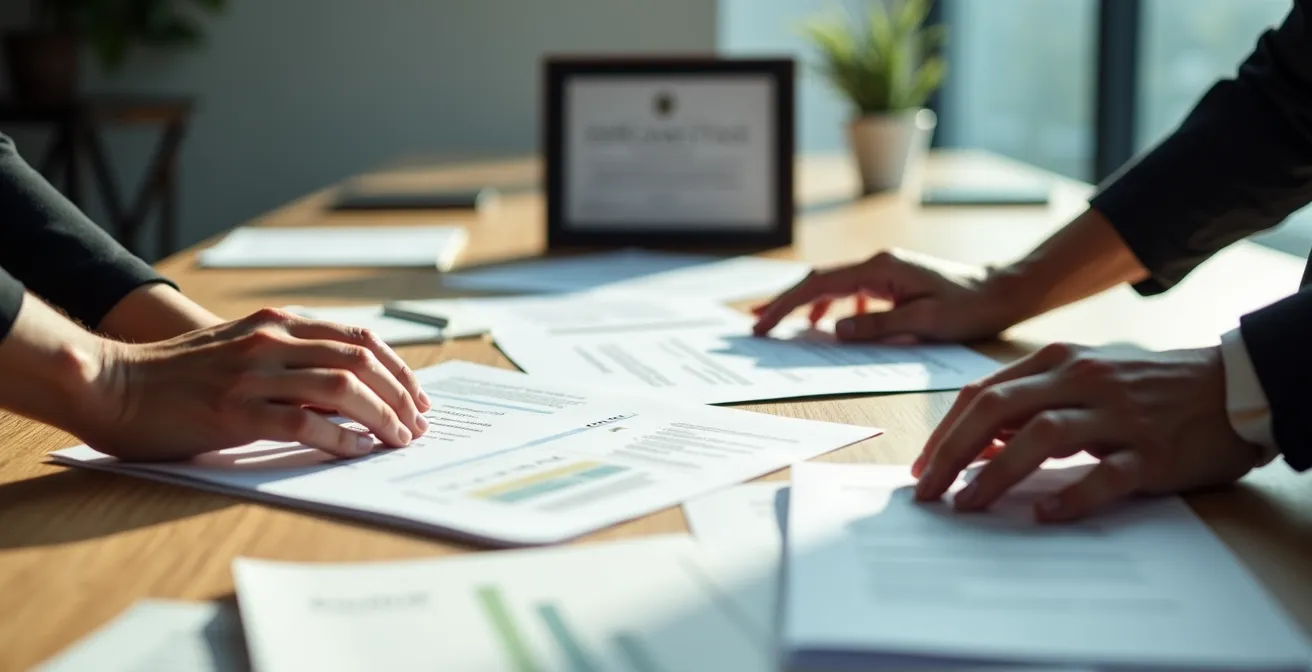 Berufserfahrene Person präsentiert Portfolio-Dokumente für sur dossier Zulassung