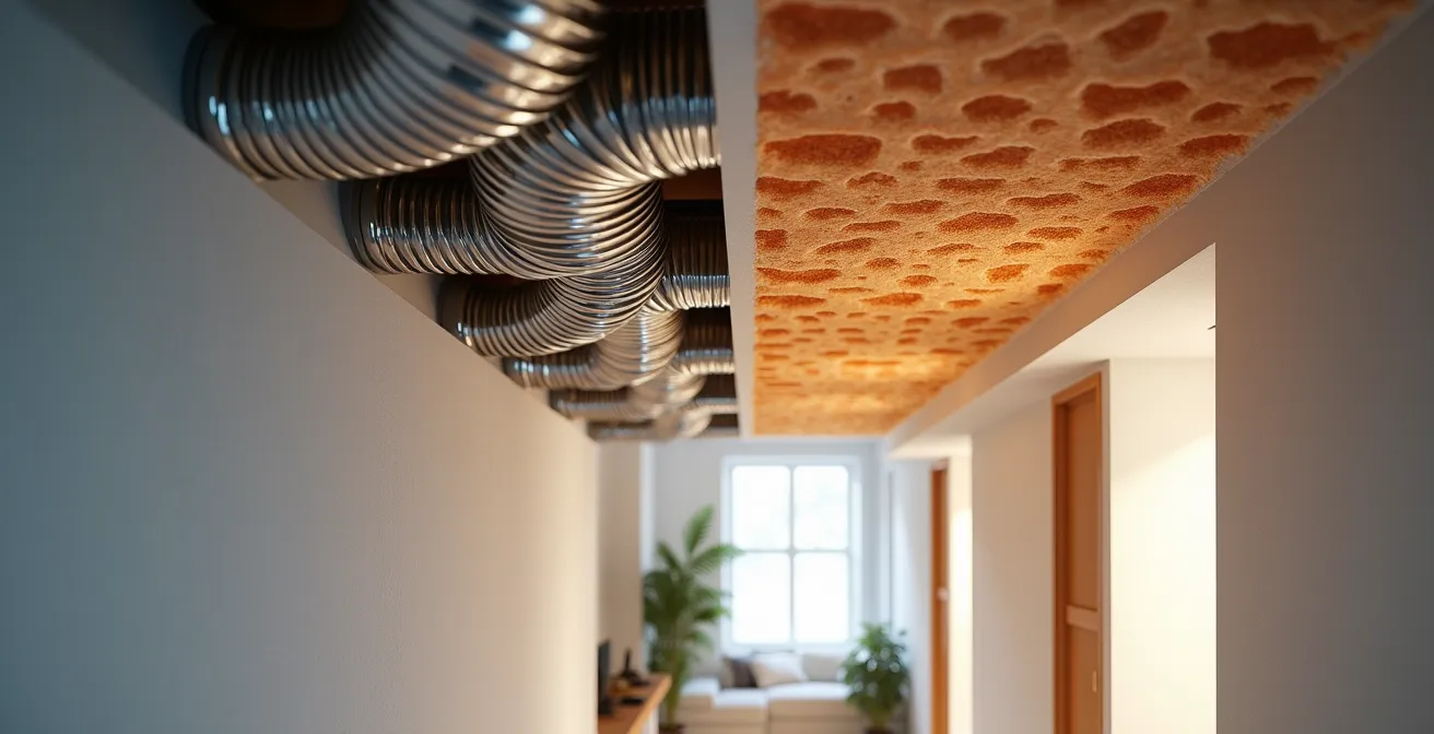 Installation von schallgedämmten Lüftungsrohren in einer modernen Wohnung